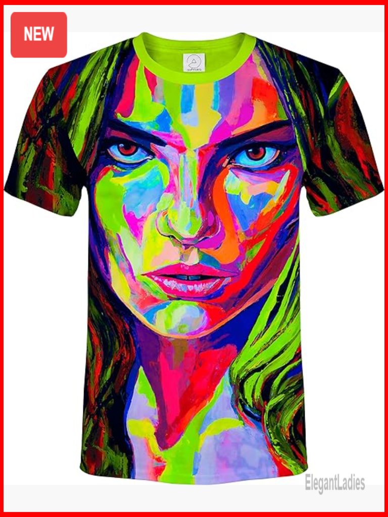 Uv Glow Blacklight Reactive TShirt Regular Fit Short Sleeve Festival Rave